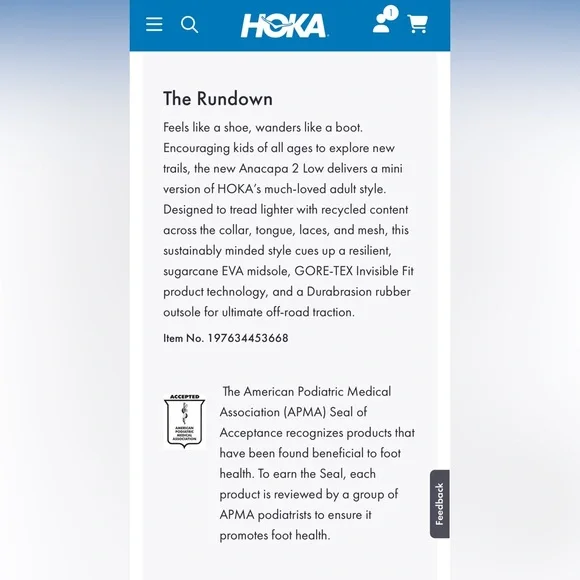 NWOT Hoka Anacapa 2 Low GTX hiking shoes sz 7Y/9W - Picture 6 of 10